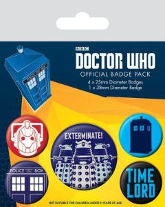 Doctor Who Ansteck-Buttons 5er-Pack Exterminate 