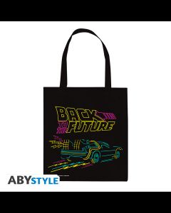 Neon DeLorean Tote Bag
